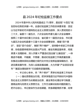 县2024年纪检监察工作要点