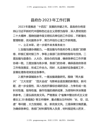 县府办2023年工作打算