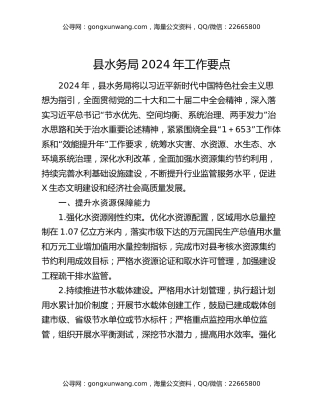 县水务局2024年工作要点