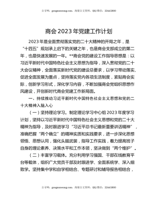 商会2023年党建工作计划