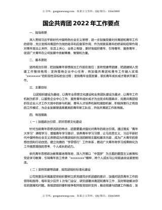 国企共青团2022年工作要点