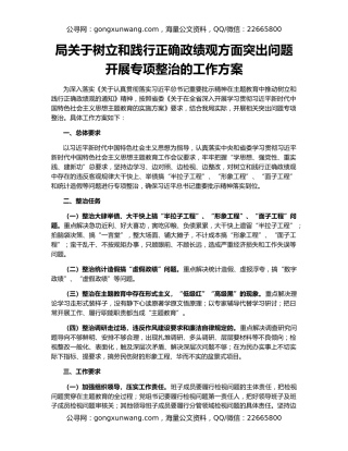 局关于树立和践行正确政绩观方面突出问题开展专项整治的工作方案