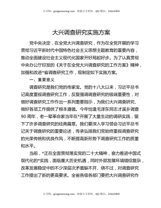 大兴调查研究实施方案