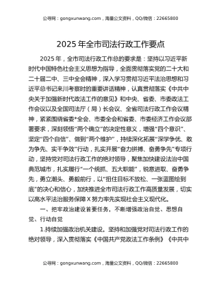 2025年全市司法行政工作要点