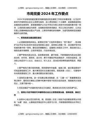 市局党委2024年工作要点