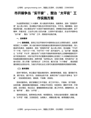 市开展争当“实干家”、整治“太平官”工作实施方案