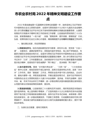 市农业农村局2022年精神文明建设工作要点