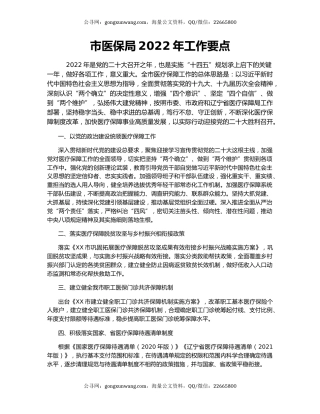 市医保局2022年工作要点