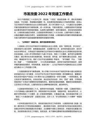 市发改委2022年党建工作要点