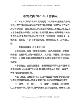 市发改委2023年工作要点（2）