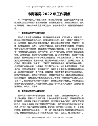 市商务局2022年工作要点