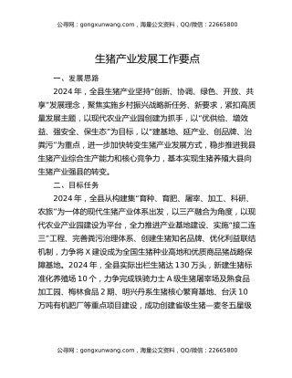 生猪产业发展工作要点