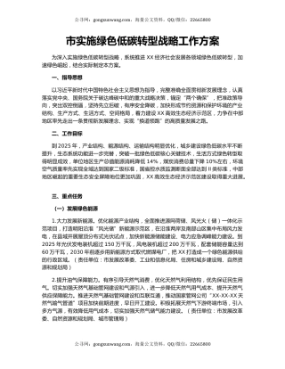 市实施绿色低碳转型战略工作方案