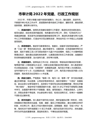 市审计局2022年党建、行政工作规划