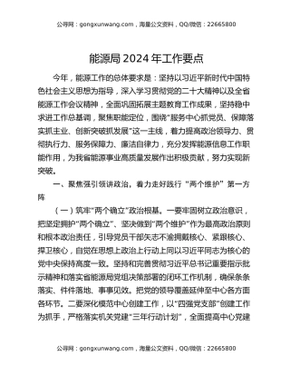 能源局2024年工作要点