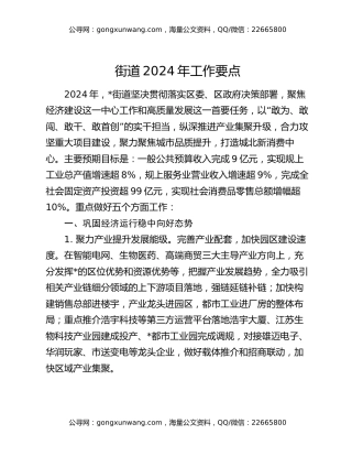 街道2024年工作要点