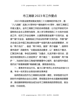 市工商联2023年工作要点