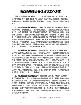 市应急局盛会安保维稳工作方案