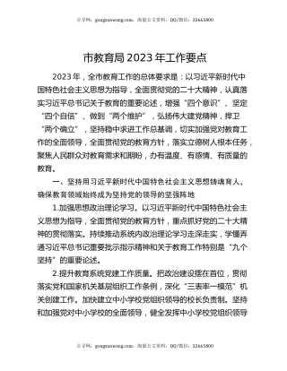 市教育局2023年工作要点