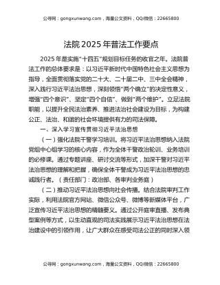 法院2025年普法工作要点