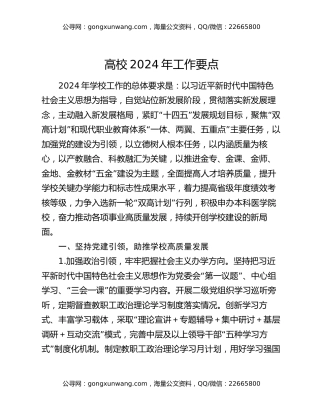高校2024年工作要点