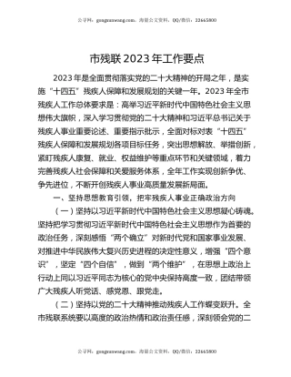 市残联2023年工作要点