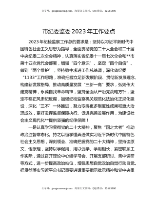 市纪委监委2023年工作要点
