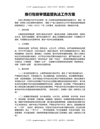 推行包容审慎监管执法工作方案