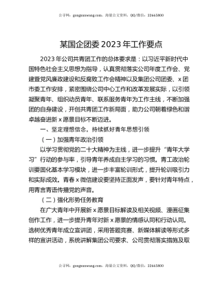 某国企团委2023年工作要点