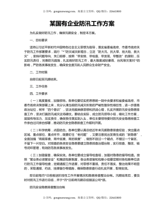 某国有企业防汛工作方案