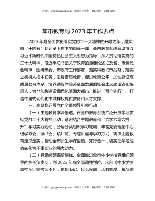 某市教育局2023年工作要点