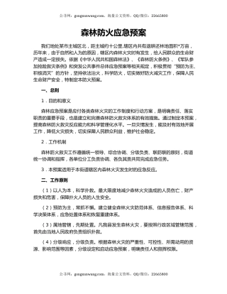 森林防火应急预案