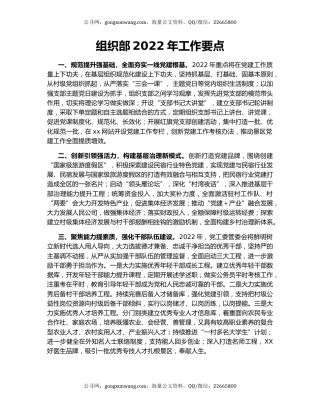 组织部2022年工作要点