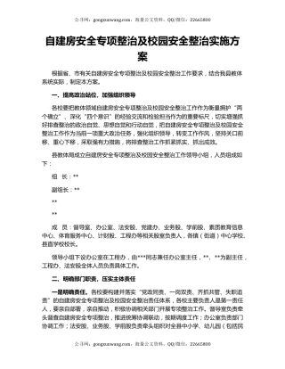 自建房安全专项整治及校园安全整治实施方案
