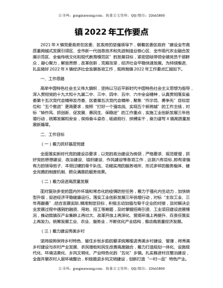 镇2022年工作要点