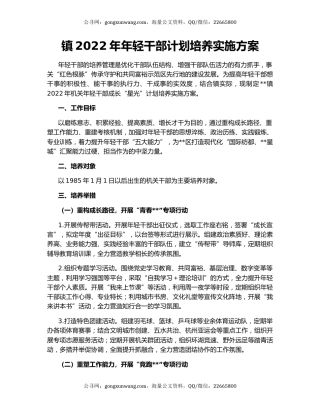 镇2022年年轻干部计划培养实施方案
