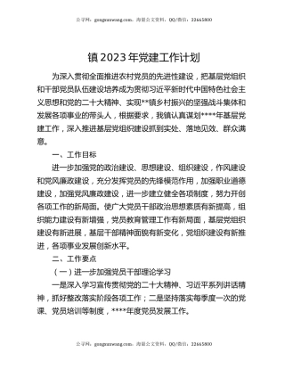 镇2023年党建工作计划