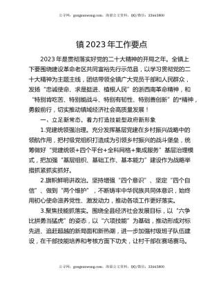 镇2023年工作要点