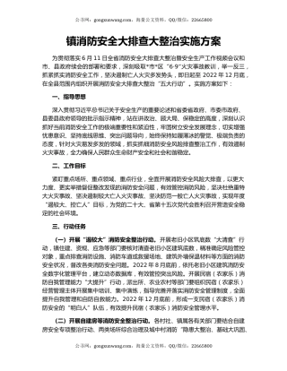 镇消防安全大排查大整治实施方案