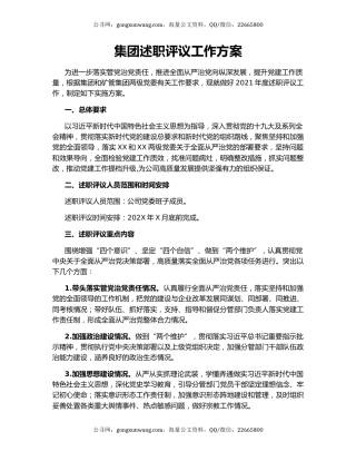 集团述职评议工作方案