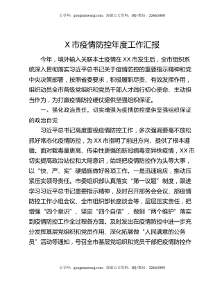 X市疫情防控年度工作汇报