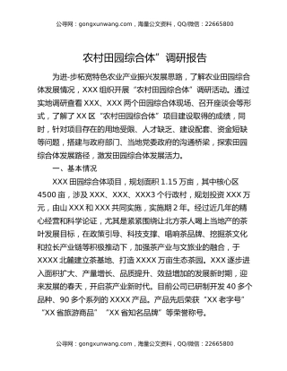 农村田园综合体”调研报告