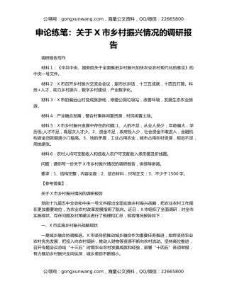 申论练笔：关于X市乡村振兴情况的调研报告