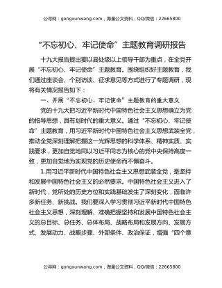 “不忘初心、牢记使命”主题教育调研报告（2）