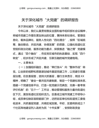 关于深化城市“大党建”的调研报告（2）