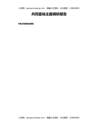 共同富裕主题调研报告