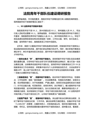 法院青年干部队伍建设调研报告