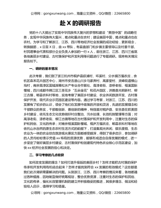 赴X的调研报告