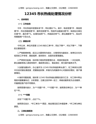 12345市长热线处理情况分析