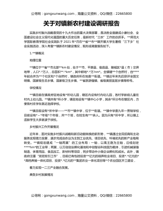 关于对镇新农村建设调研报告